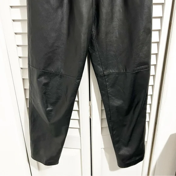 Vintage 100% Black Leather Lord & Taylor High Rise Tapered Pants - Picture 5 of 8